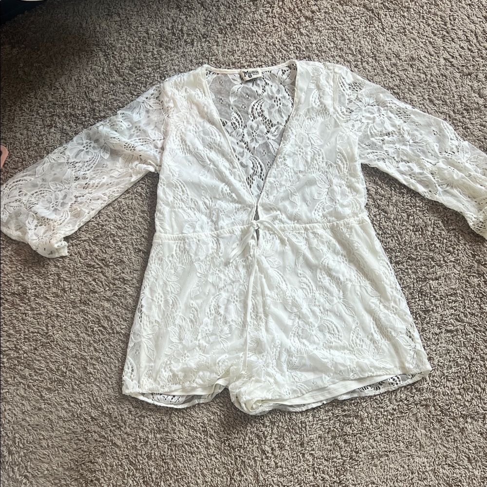 Show Me Your Mumu white lace romper